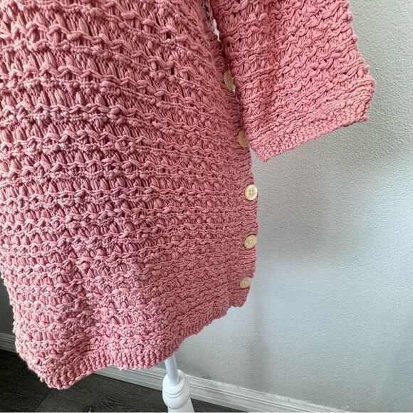 Crochet Sweater Open Knit Peach Orange Tunic - Picture 10 of 11